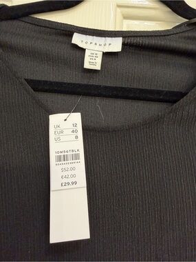 Topshop Black Ribbed Scoop Neck Top